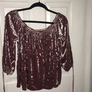 Off the shoulder crushed velvet top